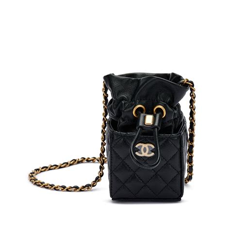 chanel black quilted caviar|Chanel Black Quilted Caviar Micro Drawstring Bucket Bag.